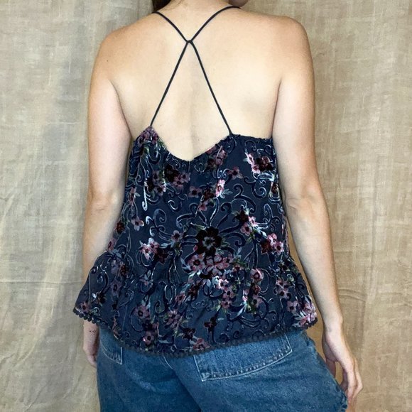 Moon River Floral Burnout Velvet Tank - Picture 5 of 6